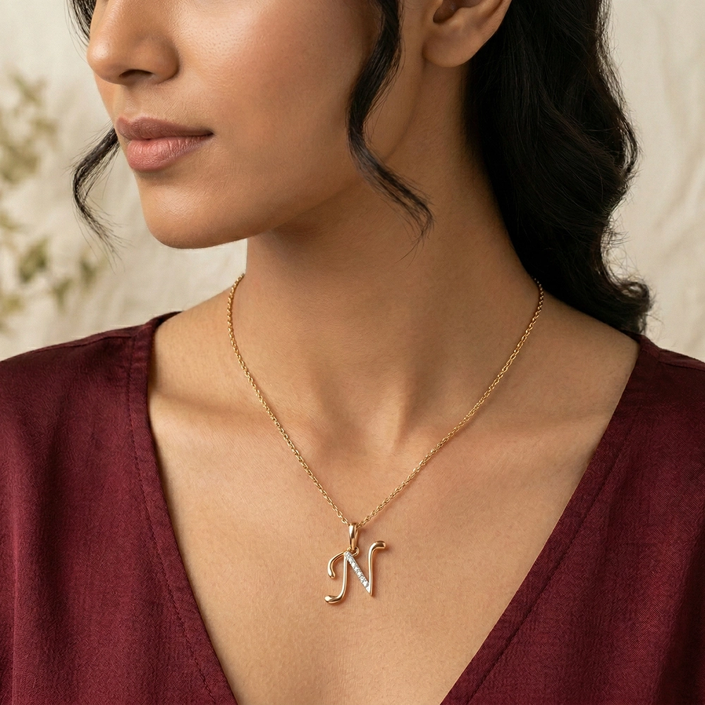 Yellow Gold N Word Pendant APT00615 - Image 2