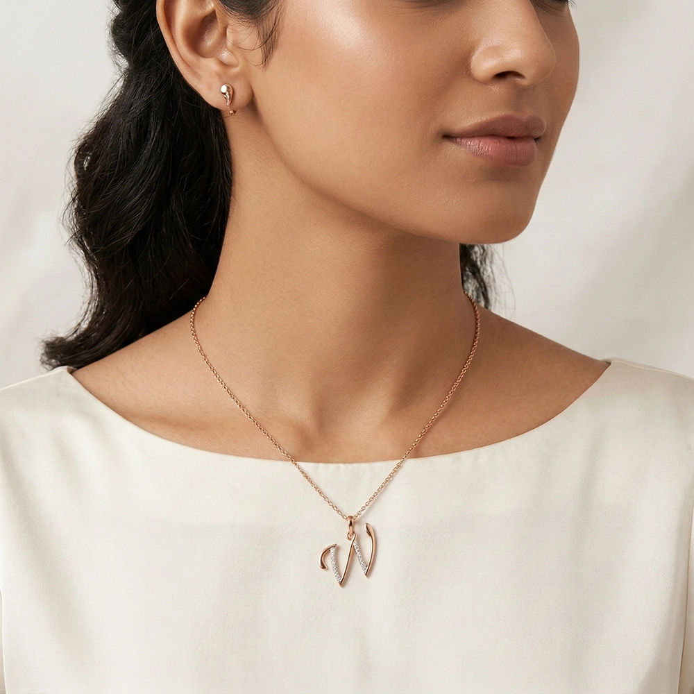 Yellow Gold W Word Pendant APT00617 - Image 2