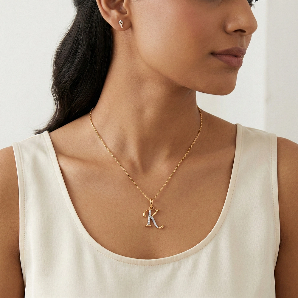 Yellow Gold K Word Pendant APT00618 - Image 2