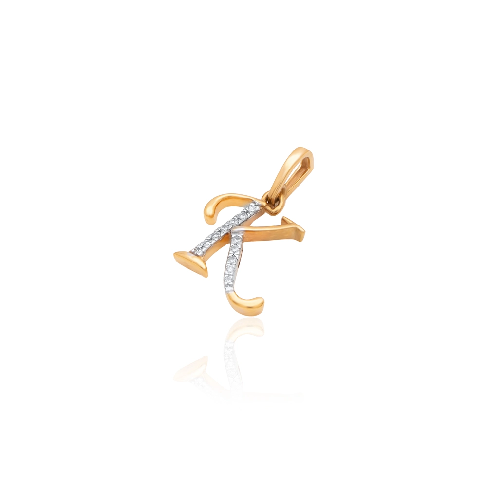 Yellow Gold K Word Pendant APT00618 - Image 3
