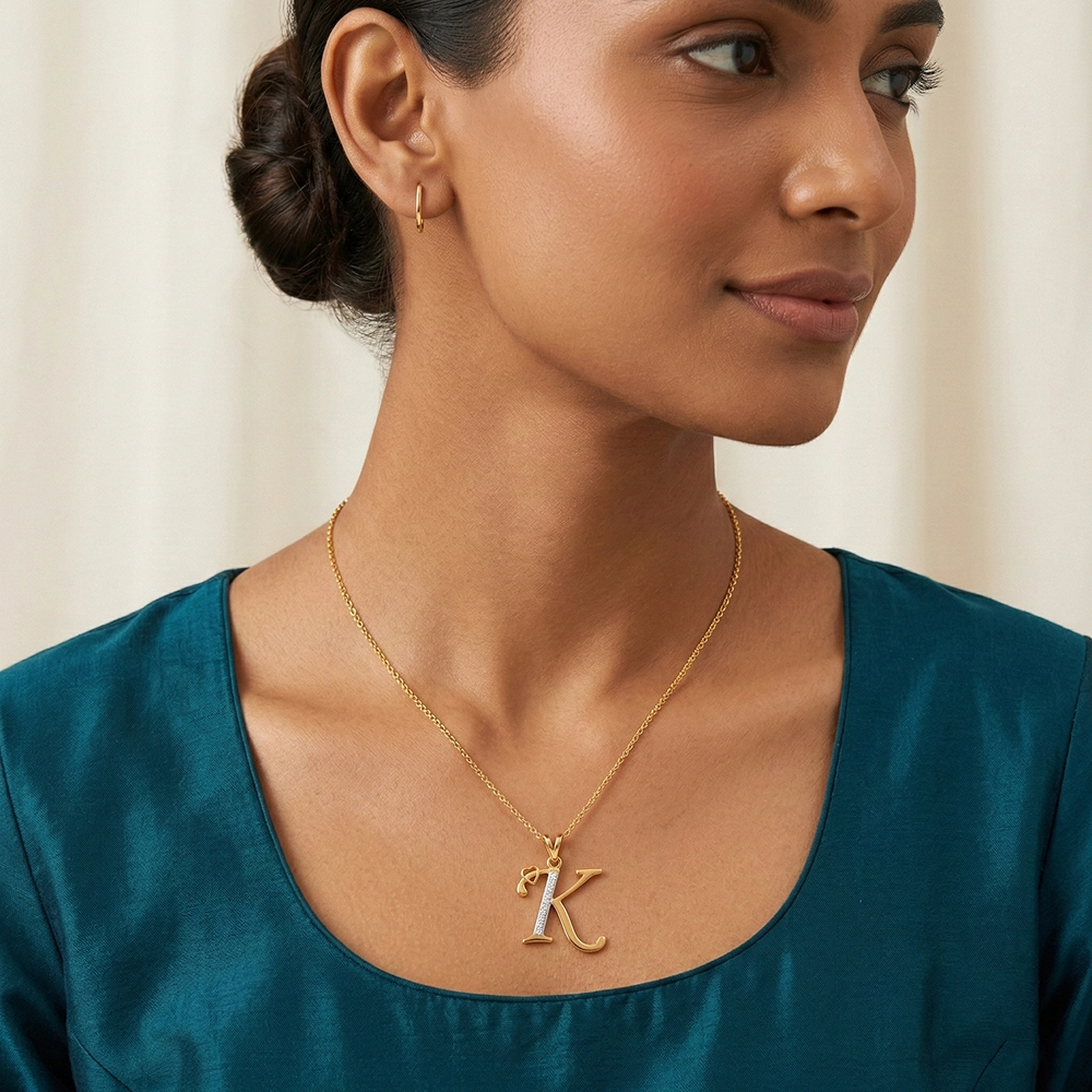 Yellow Gold K Word Pendant APT00619 - Image 2