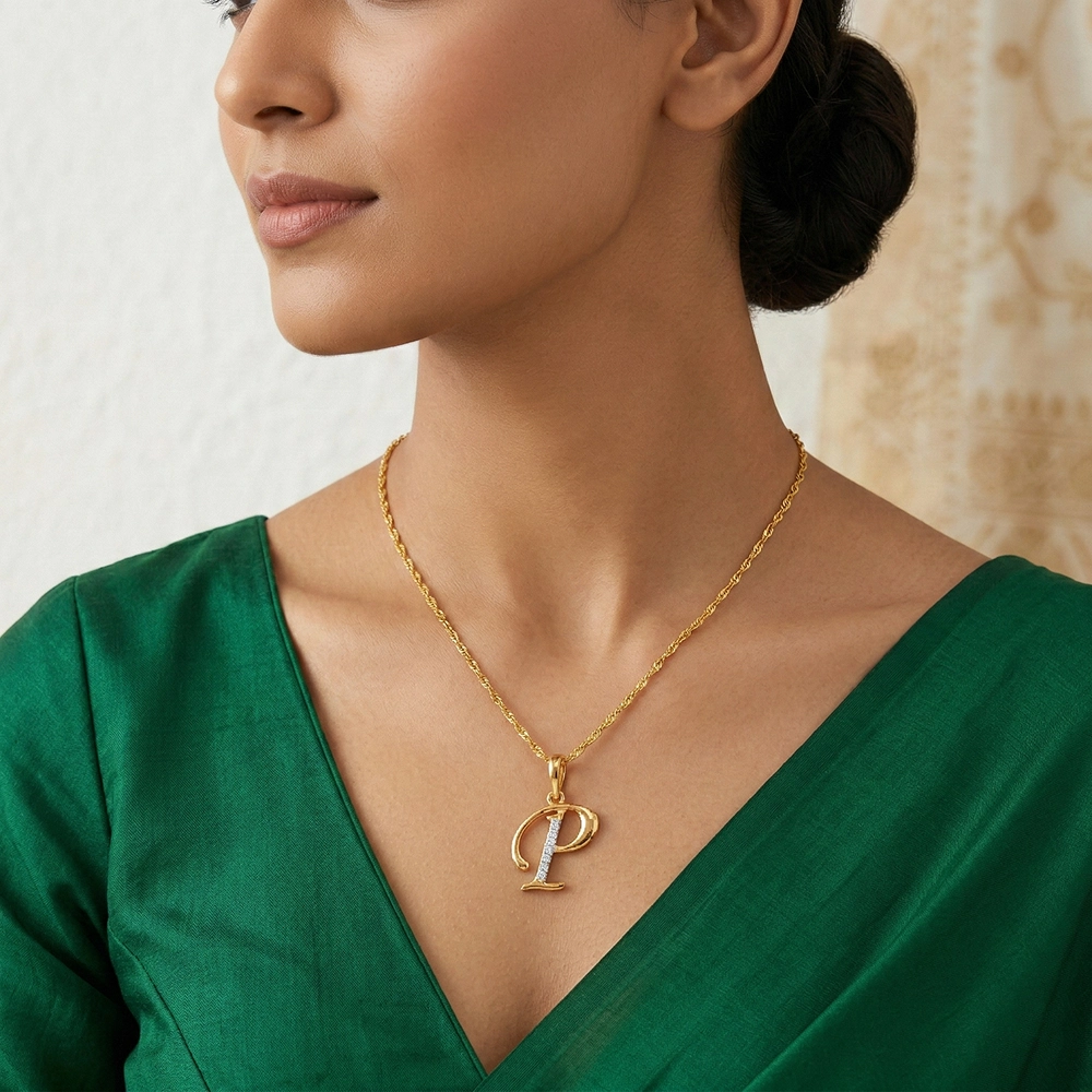 Yellow Gold P Word Pendant APT00620 - Image 2